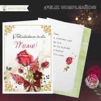 Elegant Red Rose Spanish Mom Birthday Card