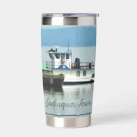 Dubuque, Iowa Pusher Boat on the Mississippi River Insulated Tumbler