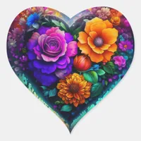 Flower Filled Heart Valentine's Day Heart Sticker