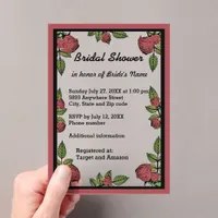Frame and Red Roses Bridal Shower Acrylic Invitations