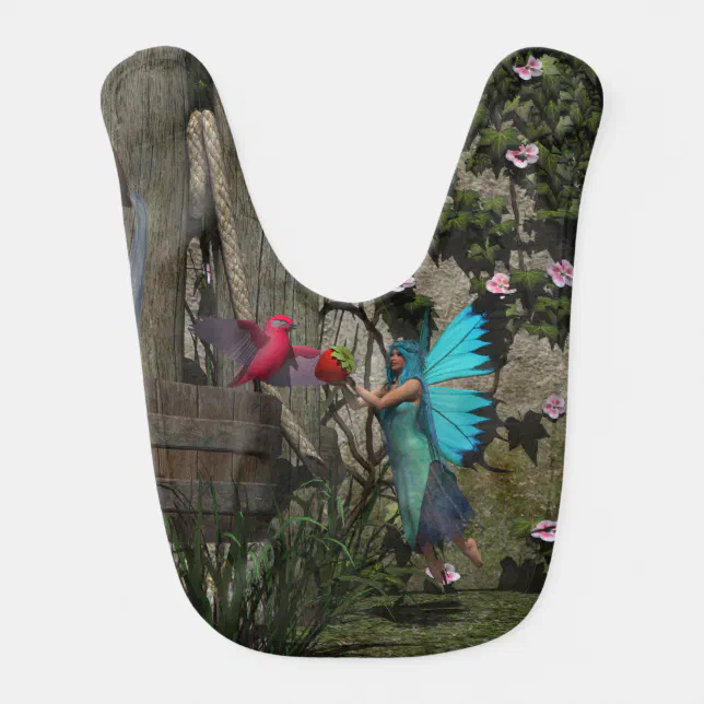 Cute Fairy Feeding a Bird Baby Bib