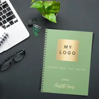 Sage green name script business logo notebook