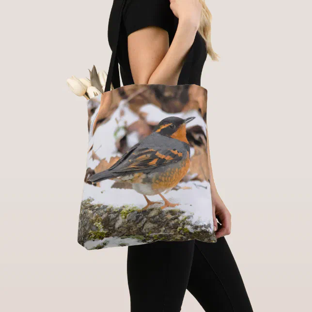 Beautiful Varied Thrush Songbird in the Snow Tote Bag