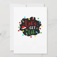 Let's Get Lit Funny Christmas Drinking Lights Sant Holiday Card
