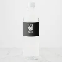 Gothic Skeleton Heart Valentine Classic Design Water Bottle Label