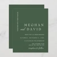 Budget Modern Green Wedding  Invitation