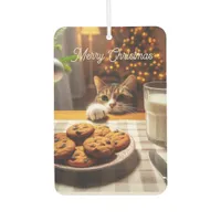 Cute Tabby Cat Reaching for Cookies Christmas Air Freshener