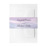 Whispers of Silk: Dreamy Pastel Waves Pink Blue  Invitation Belly Band