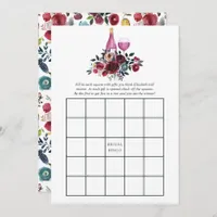 Boho Burgundy and Navy Wine Tasting Bridal Bingo Invitation