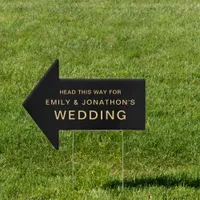 Direction This Way To Wedding Black Gold Sign