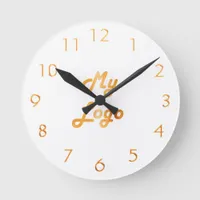 White gold logo business elegant round clock