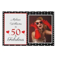 50 and Fabulous Name LG Photo 50th Birthday BLK WH Faux Canvas Print