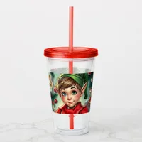 Whimsical Cartoon Elf | Christmas   Acrylic Tumbler