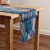 Caribbean Tribal Mudcloth: Festive Blue, Orange Short Table Runner