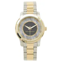 Elegant Gold Silver Foil Black Personalized Watch
