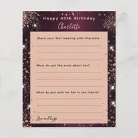 Burgundy rose gold sparkles birthday wishes card