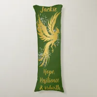 Glam Gold Phoenix Silver Glitter Monogram Green | Body Pillow