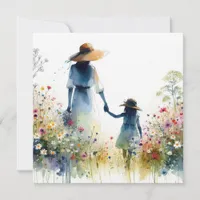 Woman and Child with Flowers Floral Mother's Day Card