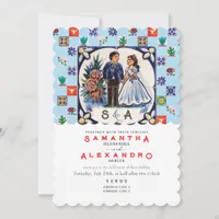 Vintage Talavera Unique Mexican Tiles Wedding Invitation