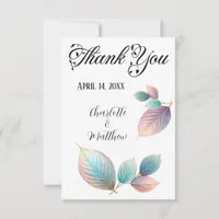 Ethereal Beauty Soft Tone Whimsical Pastel Leaves Thank You Card