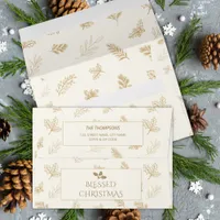 Elegant Gold Winter Leaves Envelope