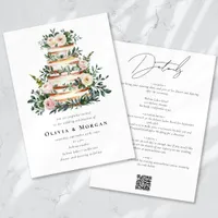 Floral Eucalyptus Cake QR Code Wedding Invitation