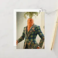 Surreal Carrot in a Suit Postcard
