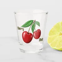 Red Cherry Design Custom Text Shot Glass