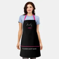 Florist Business Name Employee Pink Black  Apron