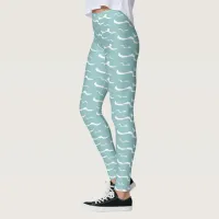 Nautical Sea Waves Summer Ocean Aqua Turquoise Leggings