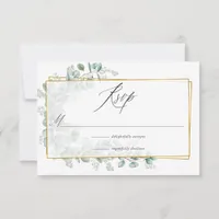 Watercolor Eucalyptus Geometric Wedding RSVP Card