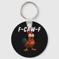 F-Caw-F Chicken Funny Chicken F-Caw-F Gear Retro C Keychain