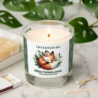 Cute Fox Cub Sleeps in Leaves Baby Shower Scented Candle