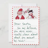 Funny Dear Santa In My Defense Christmas Greeting Holiday Card