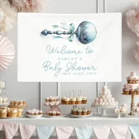 Elegant Blue Baby Rattle Boy Baby Shower Welcome Banner