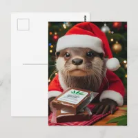 Funny Otter With Brownies for Christmas Postcard