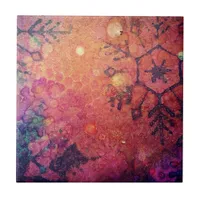 Snowflake Abstract Mixed Media Tile