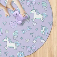 Flying Unicorns Rainbows Kawaii Violet ID381 Rug