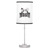 Romantic Skeleton Couple Gothic With Heart Hands Table Lamp