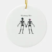 Gothic Skeleton Couple (White) Classic Ceramic Ornament