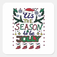 Christmas Tis The Season Square Sticker