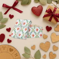 Vintage Red Heart Floral Cross-Stitch  Wrapping Paper