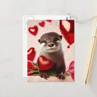 Adorable Valentine Otter Postcard