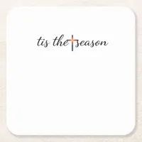 Tis The Season Retro Classic Square Paper Coaster