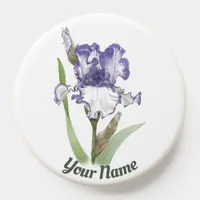 Purple Bearded Iris Botanical Art Personalized PopSocket