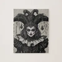 The Joker Clown in Black and White Jigsaw Puzzle
