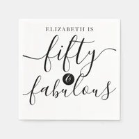 Trendy Calligraphy Fifty & Fabulous Napkins