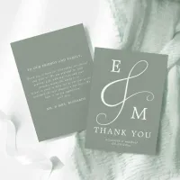 Modern Sage Green Ampersand Monogram Wedding Thank You Card