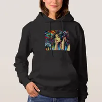 Girl Listening to Music on Headphones Psychedelic Hoodie