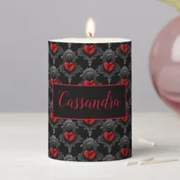 Personalized Red Goth Heart Pillar Candle